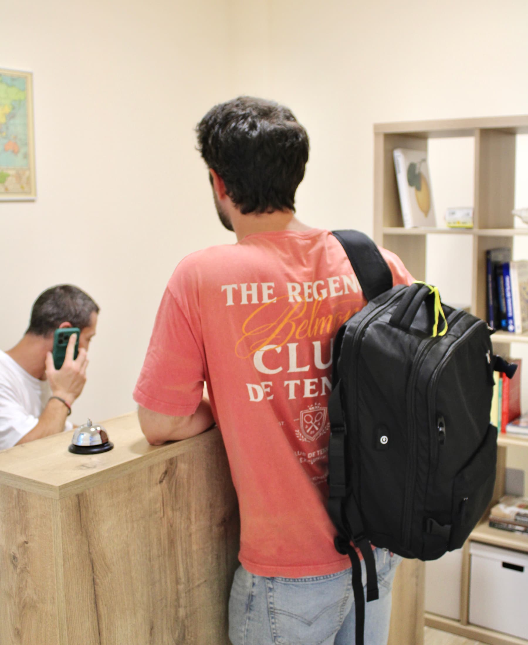 Guest checking in at the Lemon Tree Hostel reception