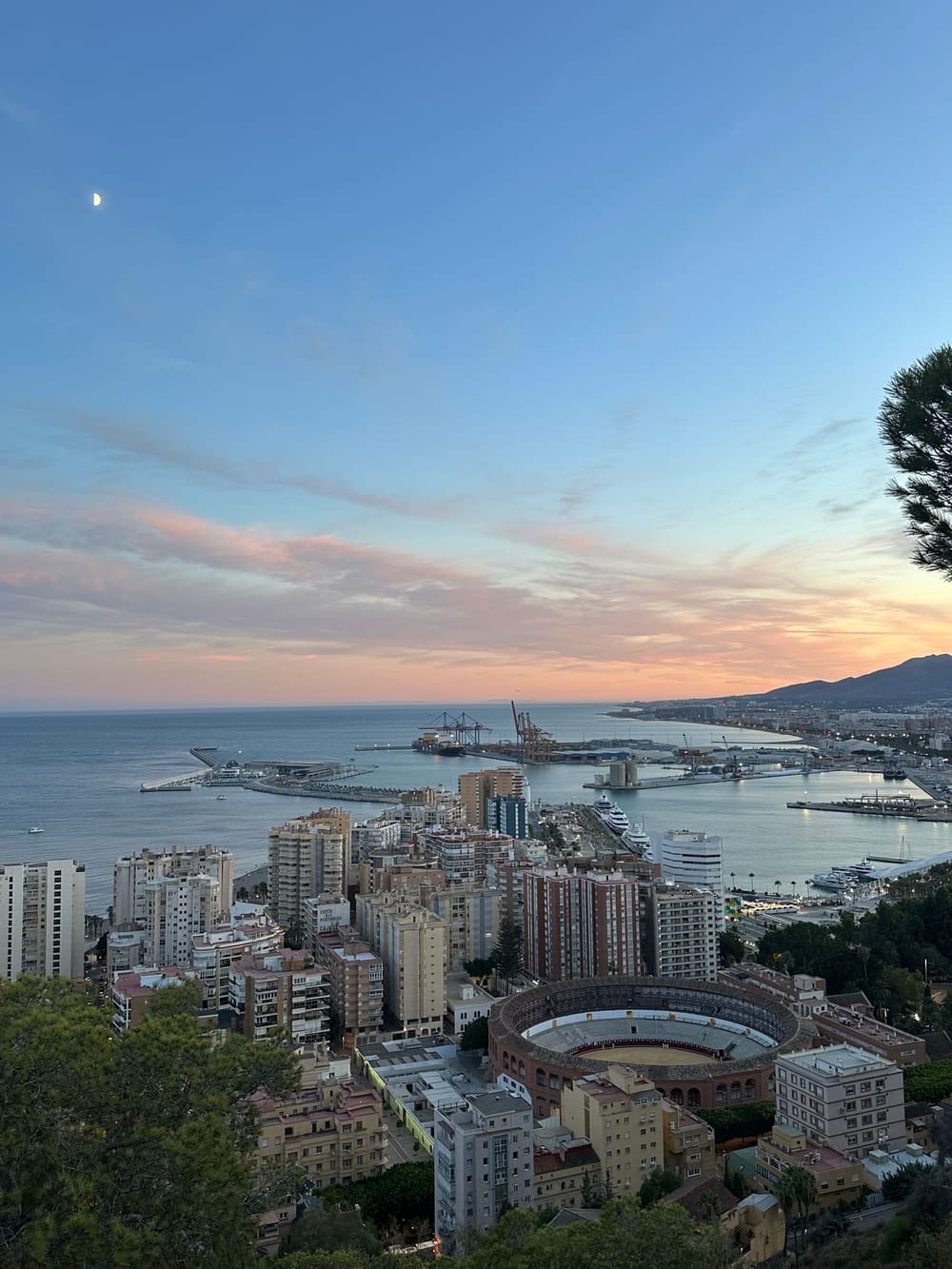 View over Málaga, including the Plaza de Toros